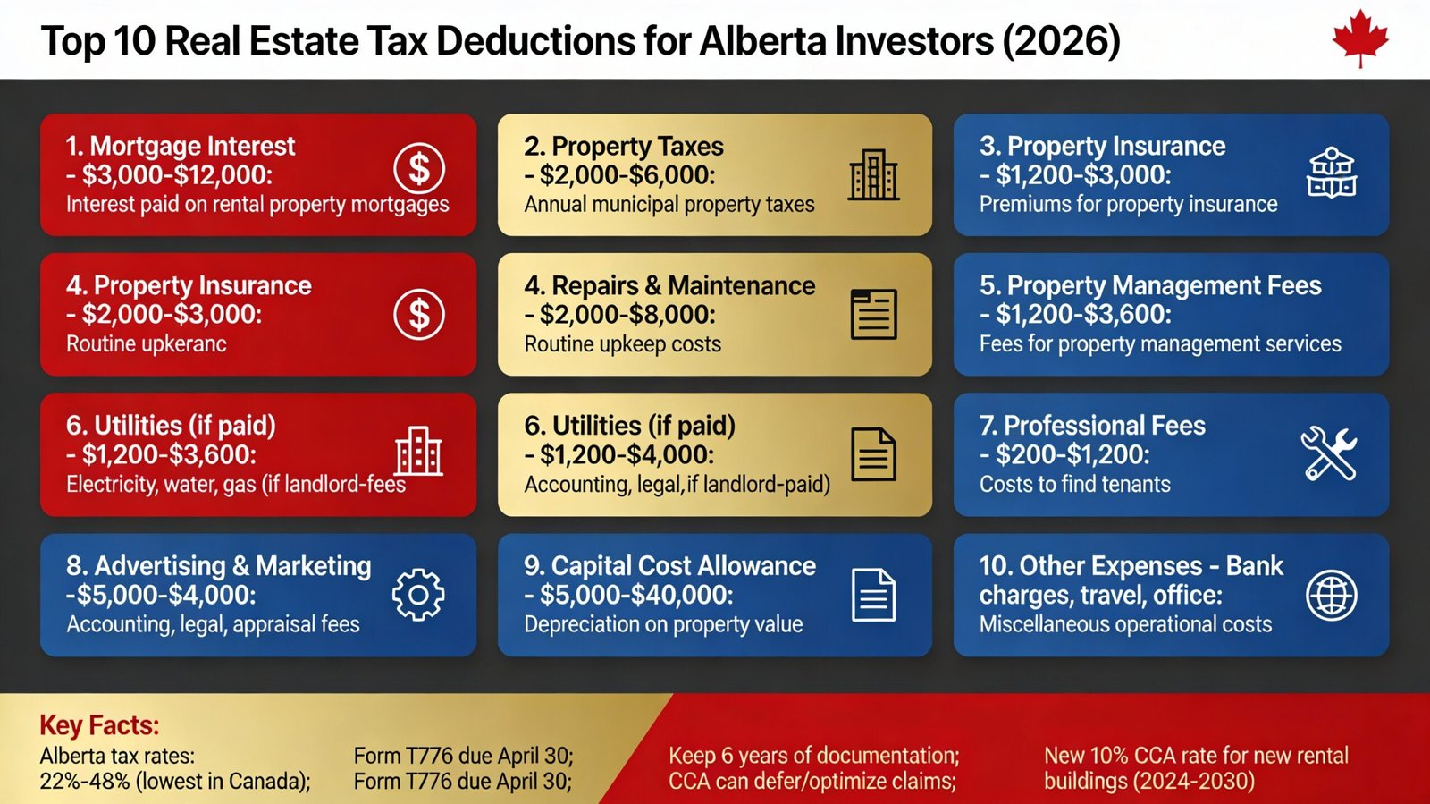 Top 10 Tax Deductions for Real Estate Investors in Alberta (2026 Update)